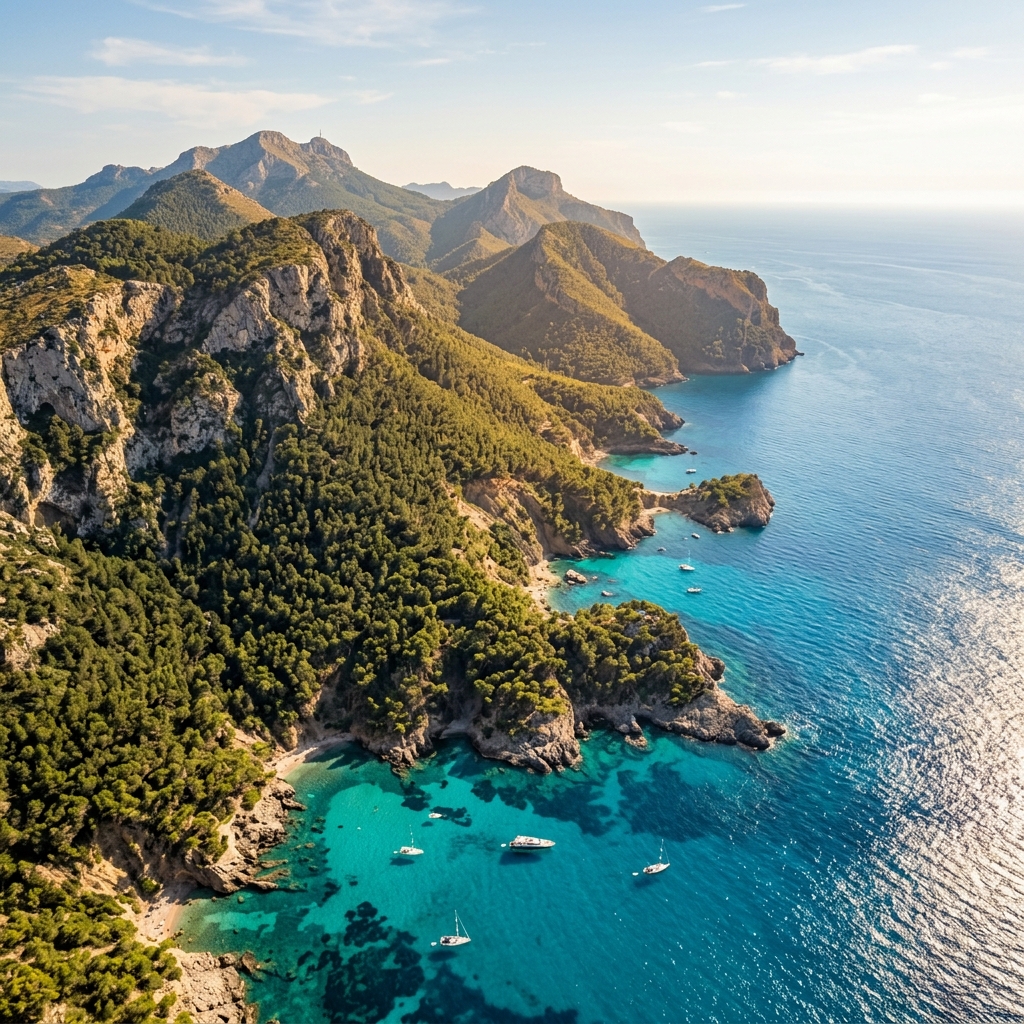 Aerial view of the Mallorca coast