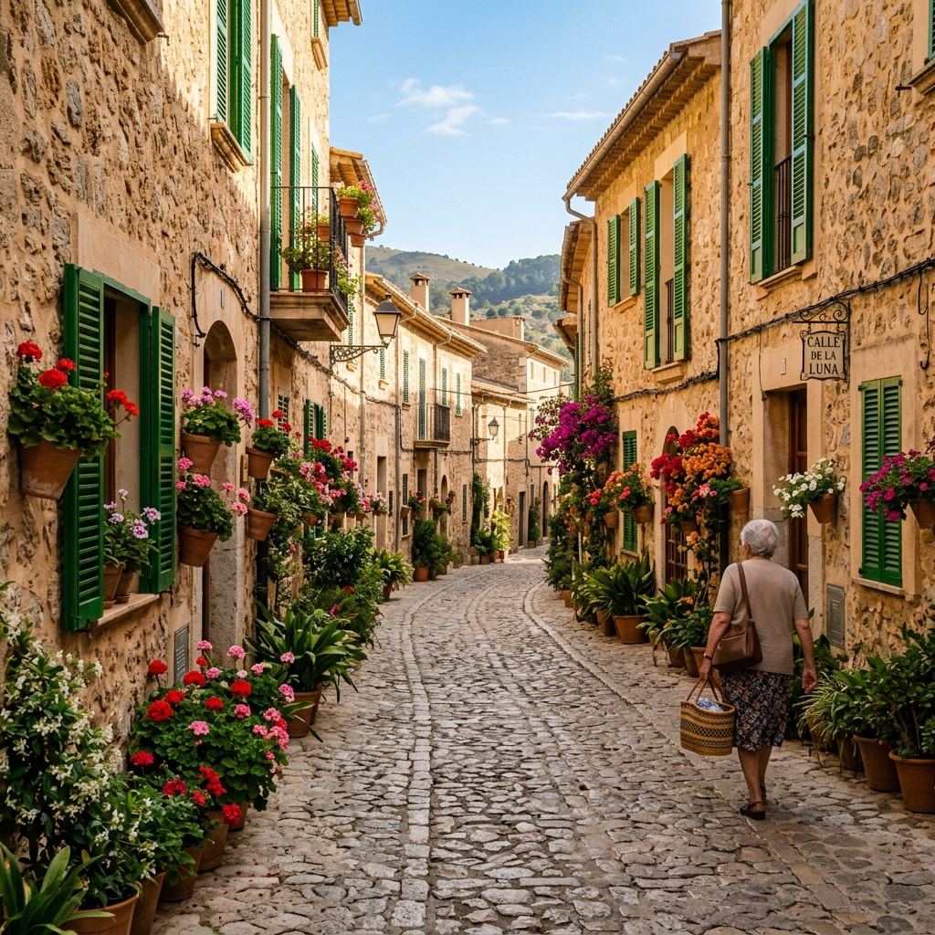 Cobblestone streets of Valldemossa village